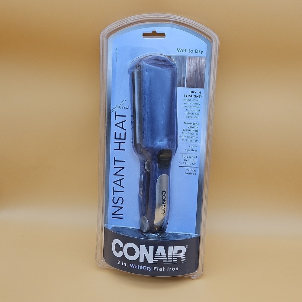 Conair 2" Wet & Dry Hair Flat Iron Tourmaline Ceramic Straightener CS44WN NEW